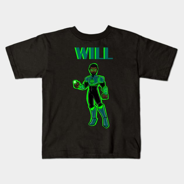 Green Lantern (John Stewart) Kids T-Shirt by Noah Wilson designs.